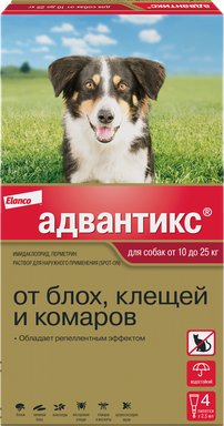 Капли от блох и клещей Elanco Адвантикс для собак 10-25кг (4 пипетки)