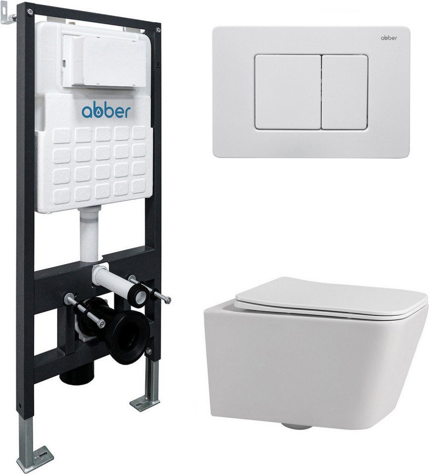 Унитаз подвесной Abber Rechteck AC1201-AC0105-AC0120MW (с кнопкой смыва)