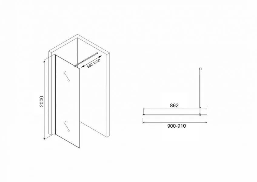 Душевая стенка Abber Immer Offen AG61091R8
