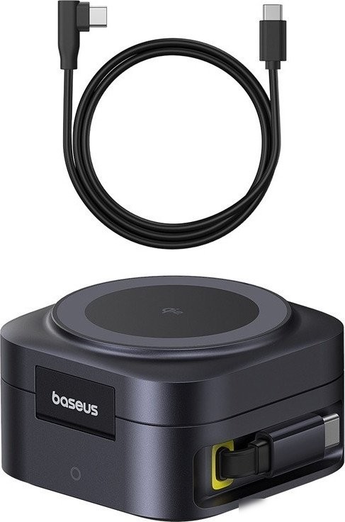 Сетевое зарядное Baseus PicoGo Series 2-in-1 Magnetic Wireless Charger Qi2 67W P10276800123-00 (черный)