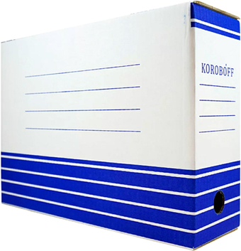 Коробка архивная Koroboff 327x100x240 (белый/синяя печать)