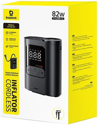 Автомобильный компрессор Baseus GoTrip VA1 Super Mini Wireless Inflator 19-Cylinder Cosmic Black C0119501