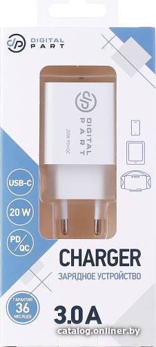 Сетевое зарядное Digital Part FC-130 (с кабелем USB Type-C)