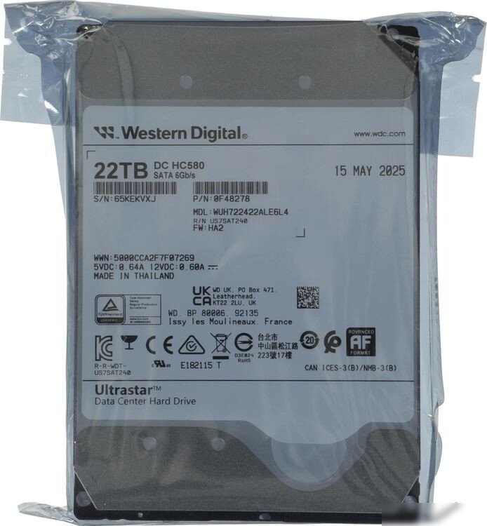 Жесткий диск WD Ultrastar DC HC580 22TB WUH722422ALE6L4