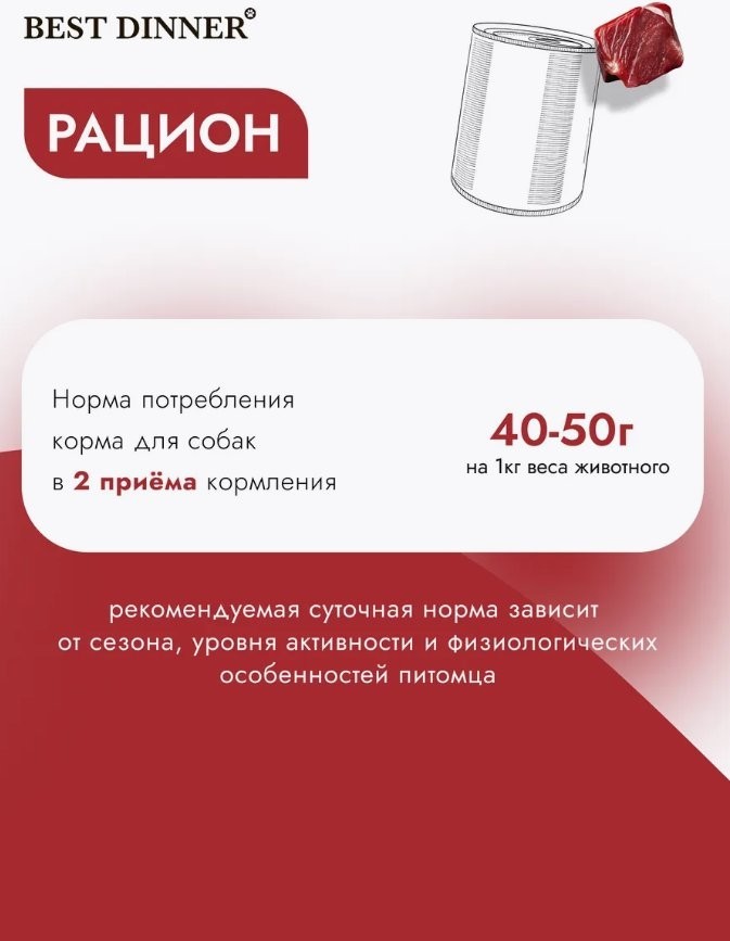 Консервированный корм для собак Best Dinner Для щенков и взрослых собак Ягненок с томатами (850 г)