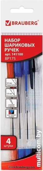 Набор шариковых ручек BRAUBERG Line 141100 (4 шт.) Набор шариковых ручек BRAUBERG Line 141100 (4 шт.)