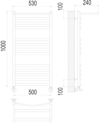 Полотенцесушитель TERMINUS Енисей П13 500x1000 с полкой нп