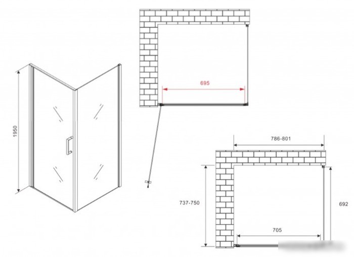 Душевой уголок Abber Sonnenstrand AG04080B-S75B