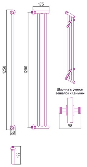 Полотенцесушитель Сунержа Хорда ПП 1200х195 00-4124-1200