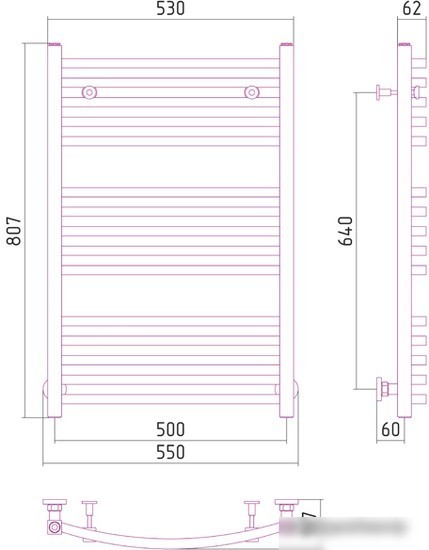 Полотенцесушитель Сунержа Аркус 800x500 00-0251-8050