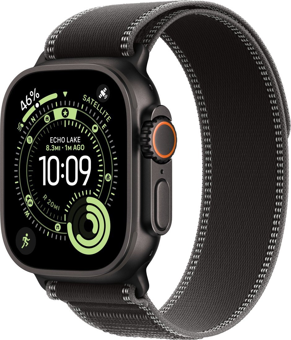 Умные часы Apple Watch Ultra 3 LTE 49 мм (титановый корпус, черный/черный, нейлоновый ремешок размера M/L)