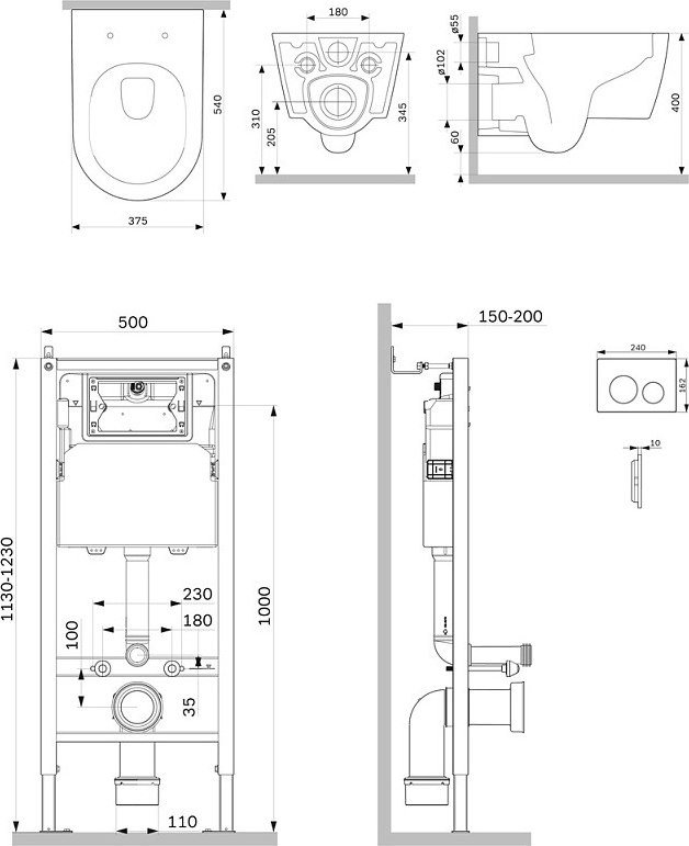 Унитаз подвесной AM.PM Prime Fit IS90101.8F1701 (с кнопкой смыва)