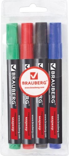 Маркер перманентный BRAUBERG Contract 150474 (4 шт)