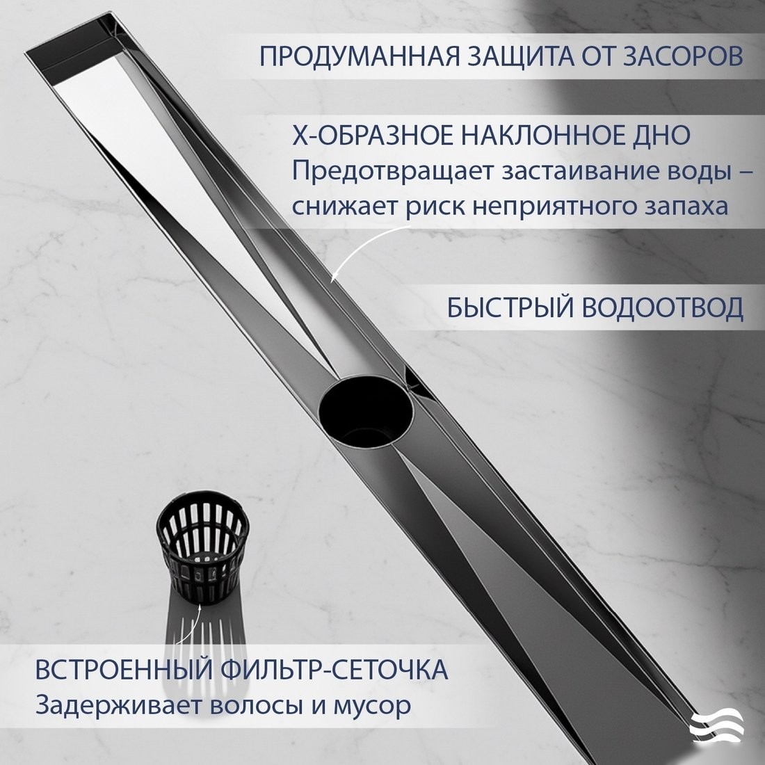 Трап/канал Lauter 2120681-QGH 800x70 (хром)