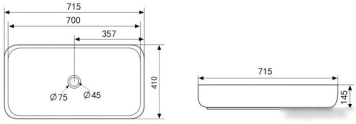 Умывальник Abber Rechteck AC2210 (белый)