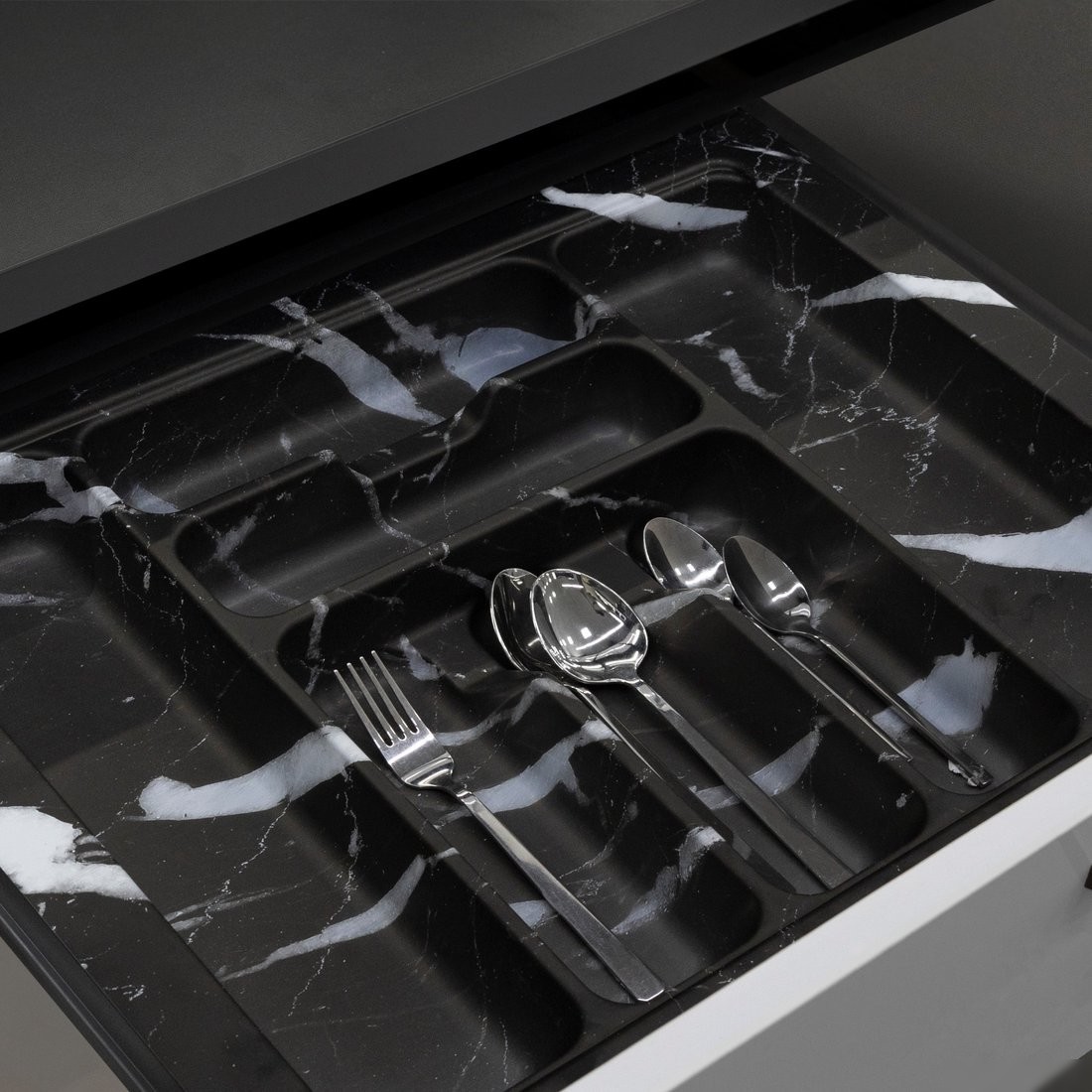 Лоток для столовых приборов AKS 800 Marble 735x485 (черно-серый мрамор)