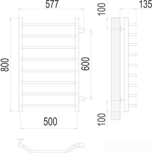Полотенцесушитель TERMINUS Виктория П8 500x800 нп