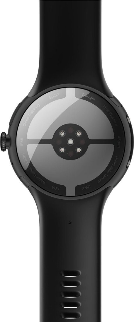 Умные часы Google Pixel Watch 4 LTE 45 мм (черный матовый/обсидиан, спортивный силиконовый ремешок)