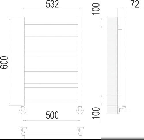 Полотенцесушитель TERMINUS Аврора П6 500x600 (золото)