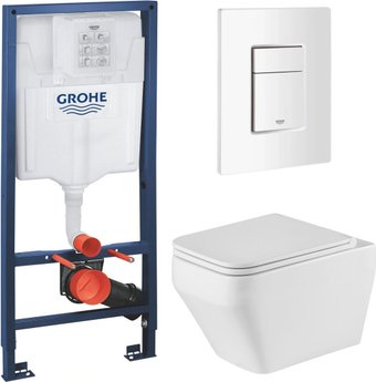 Унитаз подвесной Grossman GR-4410SQ + GROHE Rapid Sl 38772SH0 (с кнопкой)