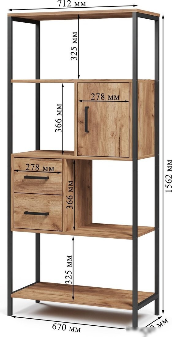 Стеллаж Mio Tesoro Cool Joy Loft (дуб золотой крафт/черный)
