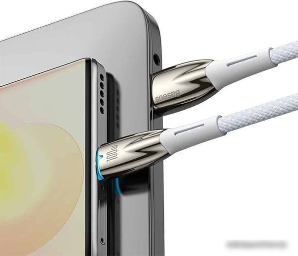 Кабель Baseus Glimmer Series Fast Charging Data Cable USB Type-A - Type-C 100W CADH000402 (1 м, белый)