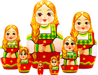 Развивающая игра Брестская Матрешка Девушка в восточном славянском традиционном костюме (набор 7 шт)