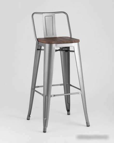 Стул Stool Group Tolix со спинкой YD-H765E-W YG-15 (серебристый матовый/темное дерево)
