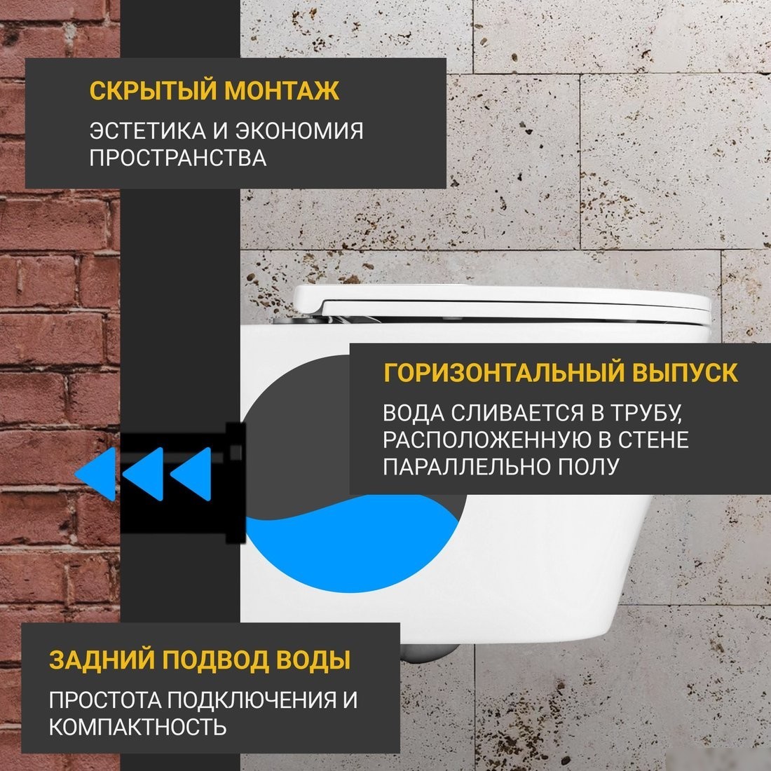 Унитаз подвесной Saniteco KW-9005W в комплекте с инсталляцией + Marberg 410 SE CR + Marberg 410