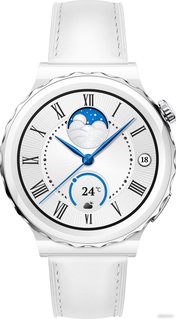 Умные часы Huawei Watch GT 3 Pro Ceramic 43 мм (белый/кожа)