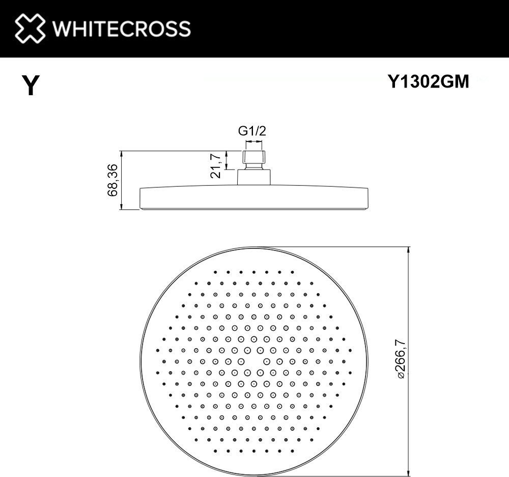 Верхний душ Whitecross Y1302GM (оружейная сталь)