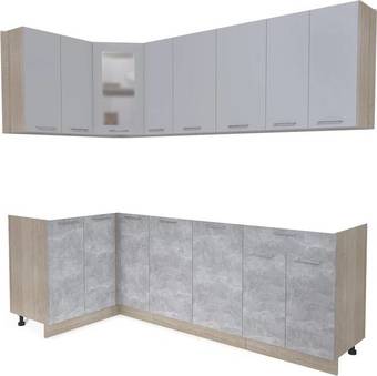 Готовая кухня Интерлиния Мила 12x23 без столешницы (серебристый/бетон)