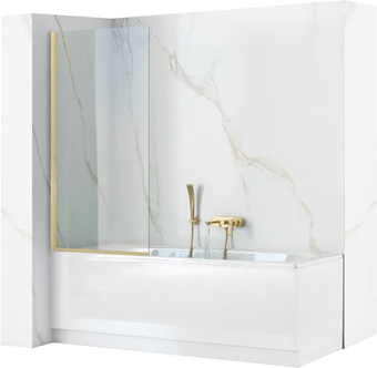 Стеклянная шторка для ванны Rea Elegant 70 (матовое золото/прозрачное стекло)