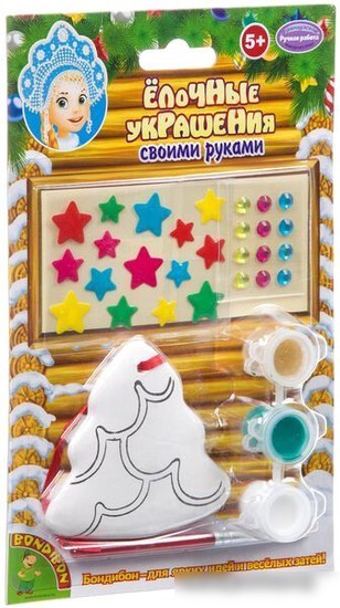 Набор для создания поделок/игрушек Bondibon Елочные украшения со стразами и наклейками ВВ3735