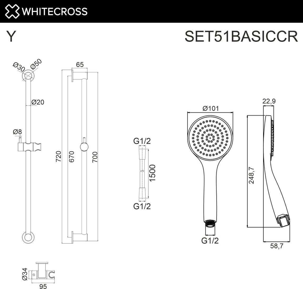 Душевой гарнитур Whitecross SET51BASICCR (хром)