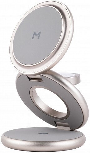 Беспроводное зарядное Magssory Disc Signature Edition 3 в 1 для Apple WCH033 (титановый)