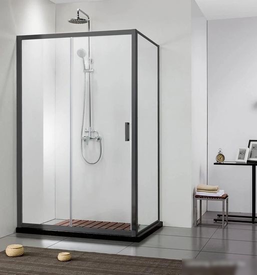 Душевая стенка Aquatek AQ ARI WA 10020BL 100x200 (черный/прозрачное стекло)
