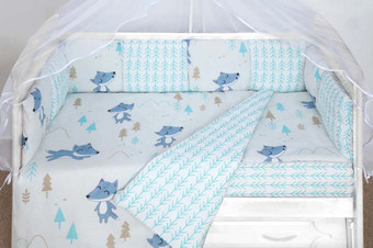Постельное белье Amarobaby В лесу (12 подушек, серый)