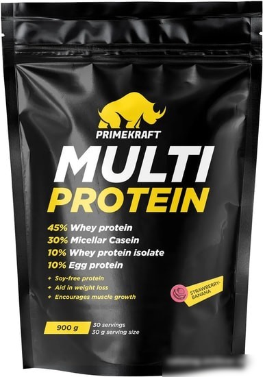 Протеин Prime Kraft Multi Protein (900г, клубника/банан)