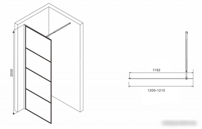 Душевая стенка Abber Immer Offen AG65120B