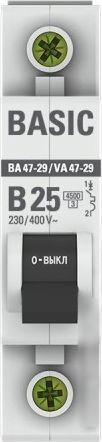 Выключатель автоматический EKF Basic 1P 25А (B) 4.5кА ВА 47-29 mcb4729-1-25-B
