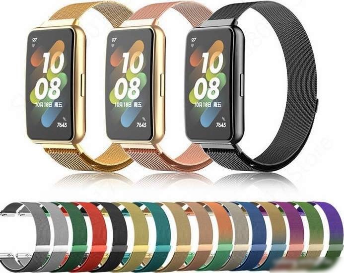 Браслет Rumi Milanese loop металлический для Huawei Band 7 (темно-зеленый)