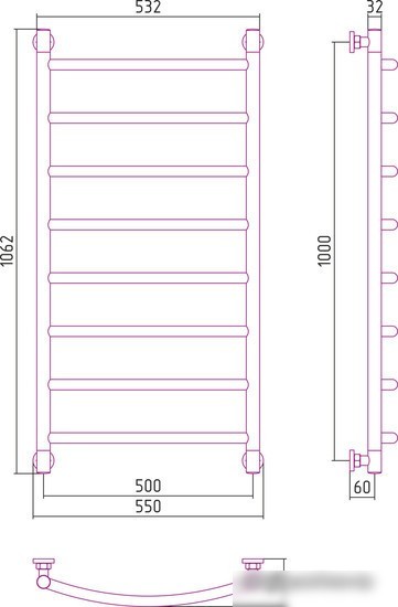 Полотенцесушитель Сунержа Галант+ 1000x500 03-0200-1050