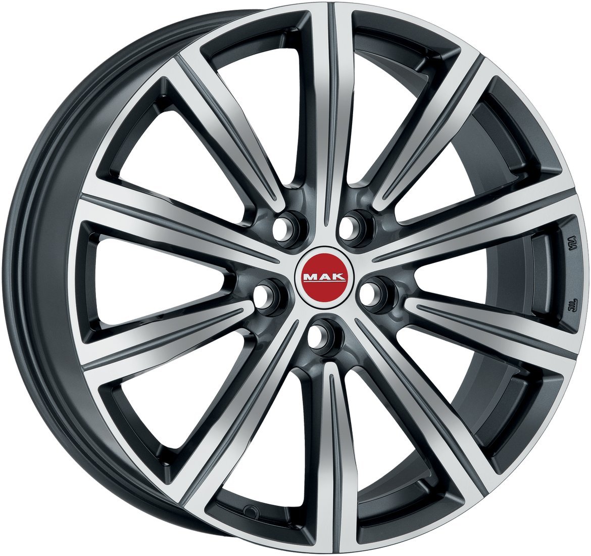 Литые диски MAK Birmingham 19x8.5" 5x120мм DIA 65.1мм ET 47мм Gun Met-Mirror Face