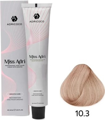 Крем-краска Adricoco Miss Adri 10.3 (100мл, платиновый блонд золотистый)