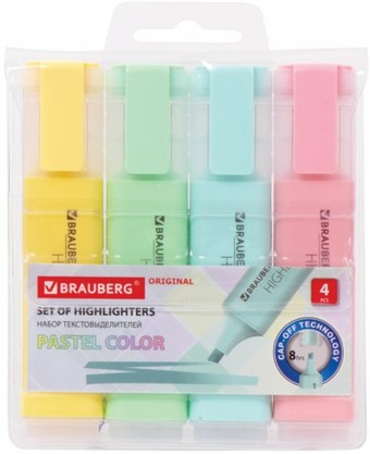 Текстовыделитель BRAUBERG Original Pastel 151697 (4 шт)