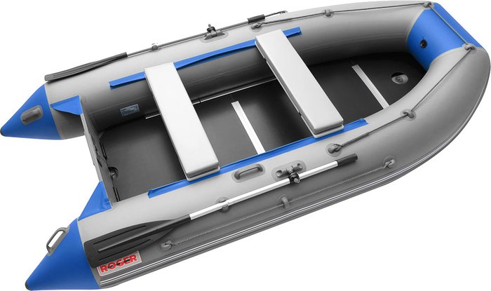 Моторно-гребная лодка Roger Boat Hunter Keel 3200 (малокилевая, серый/синий)