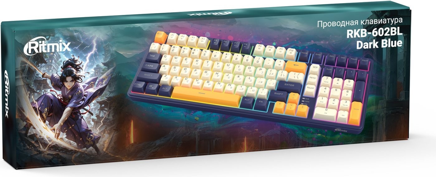 Клавиатура Ritmix RKB-602BL (синий/бежевый)