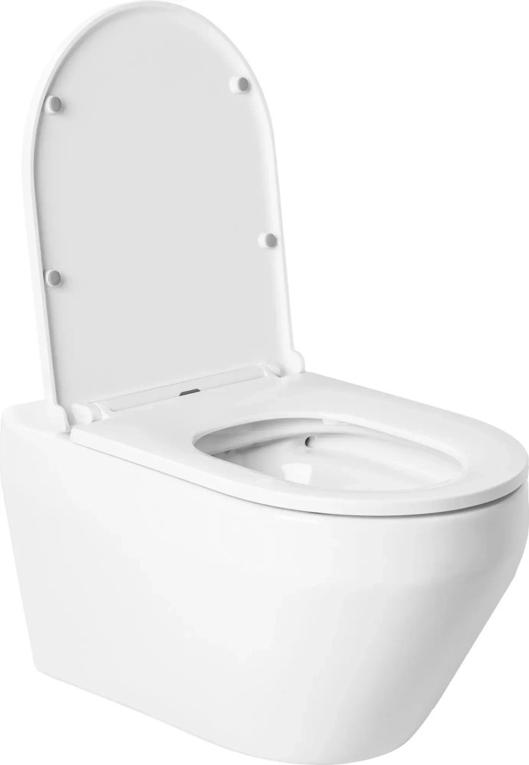 Унитаз подвесной Saniteco KW-9009W + 501 + K01-PGG (с кнопкой, хром глянцевый)