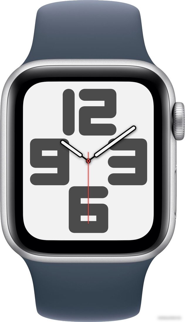 Умные часы Apple Watch SE 2 40 мм (алюминиевый корпус, серебристый/грозовой синий, спортивный силиконовый ремешок M/L)